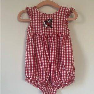 Baby Girl UGA Red Checkered Baby Bubble
